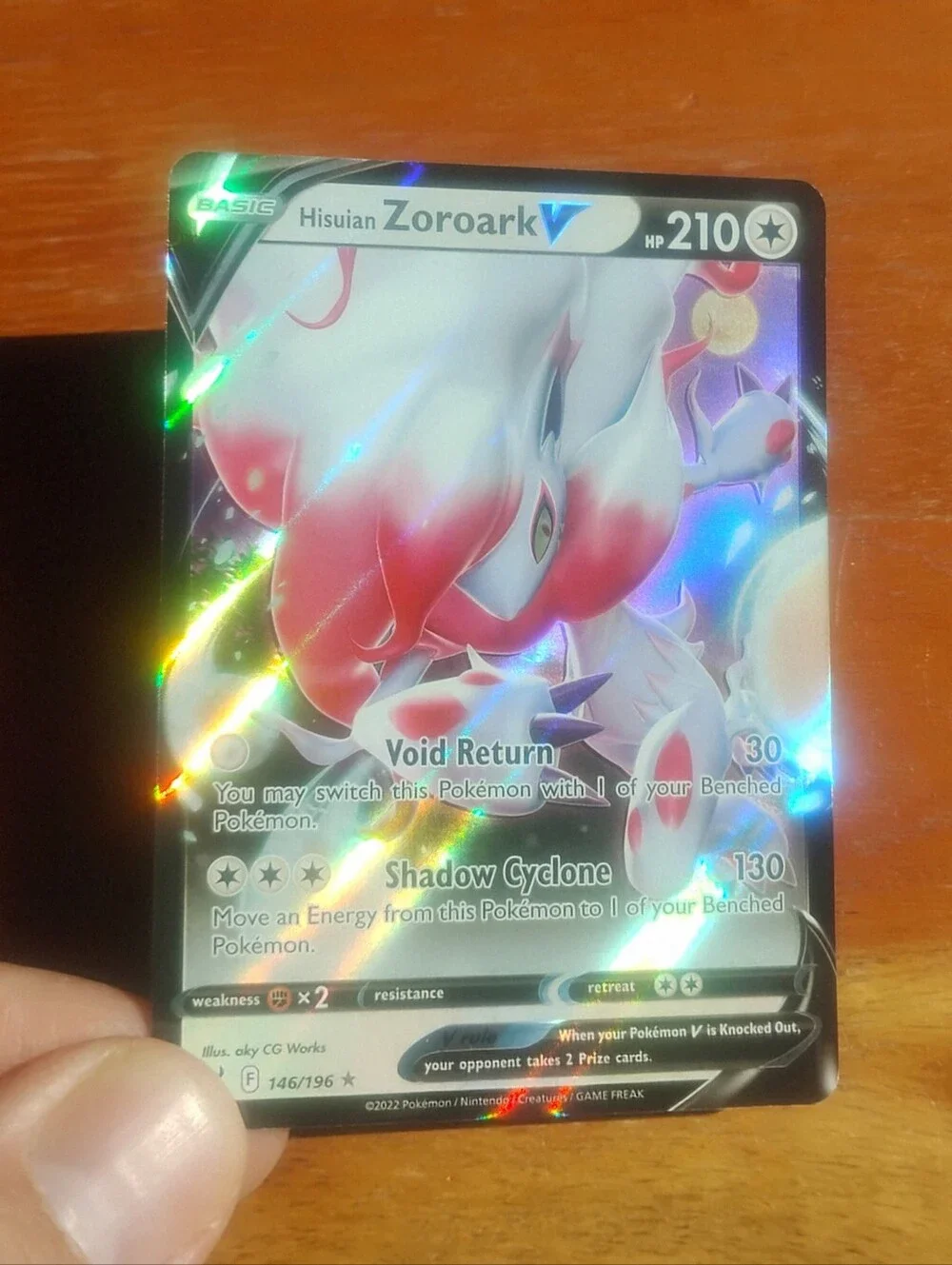 Mint 2022 Holo Full Art Hisuian Zoroark V 146/196 Lost Origin Pokemon Card